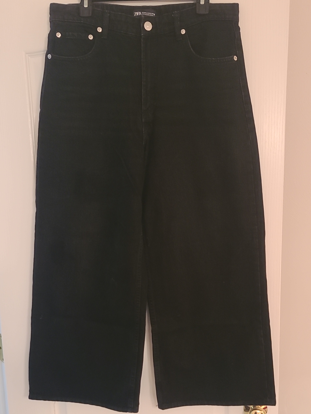 Zara High Waist Wide Leg Jeans Black Size 12